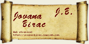 Jovana Birač vizit kartica